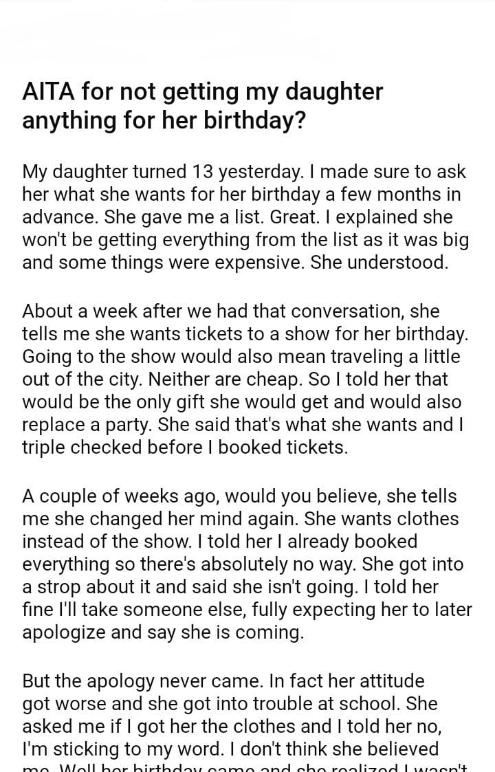 AITA for not getting my daughter anything for her birthday? – DJOTD.com