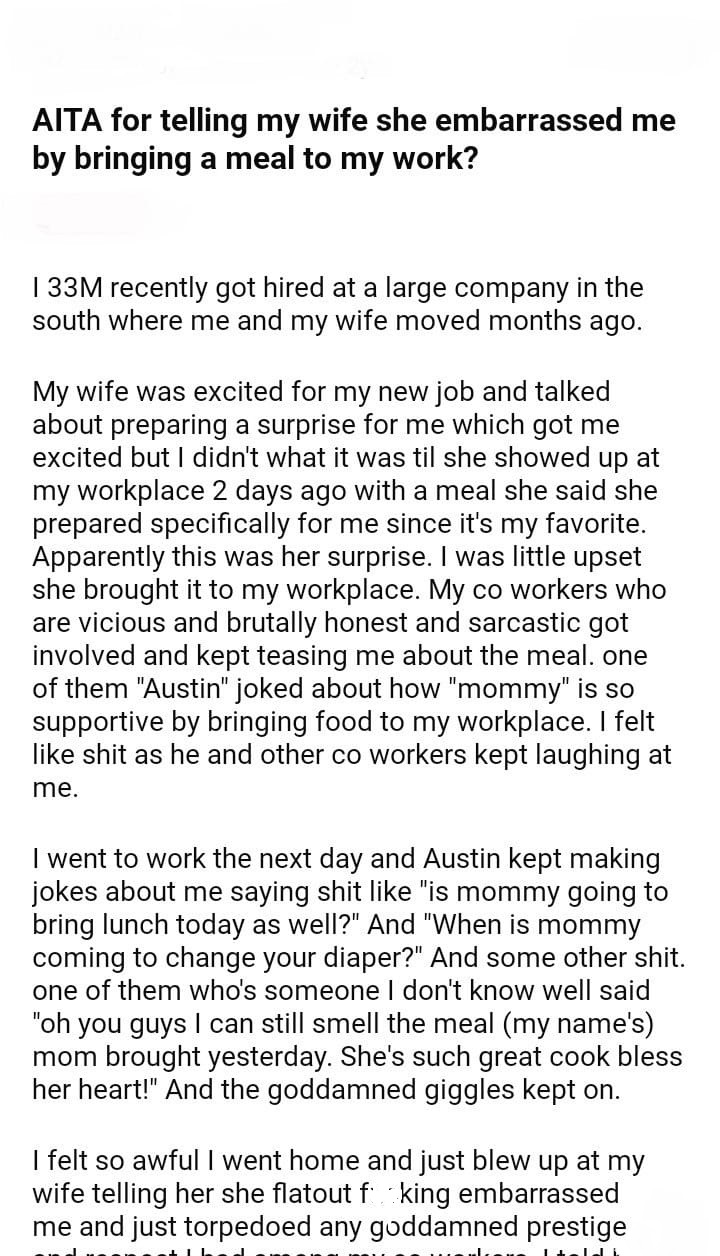 AITA for bringing a meal to my work? – DJOTD.com