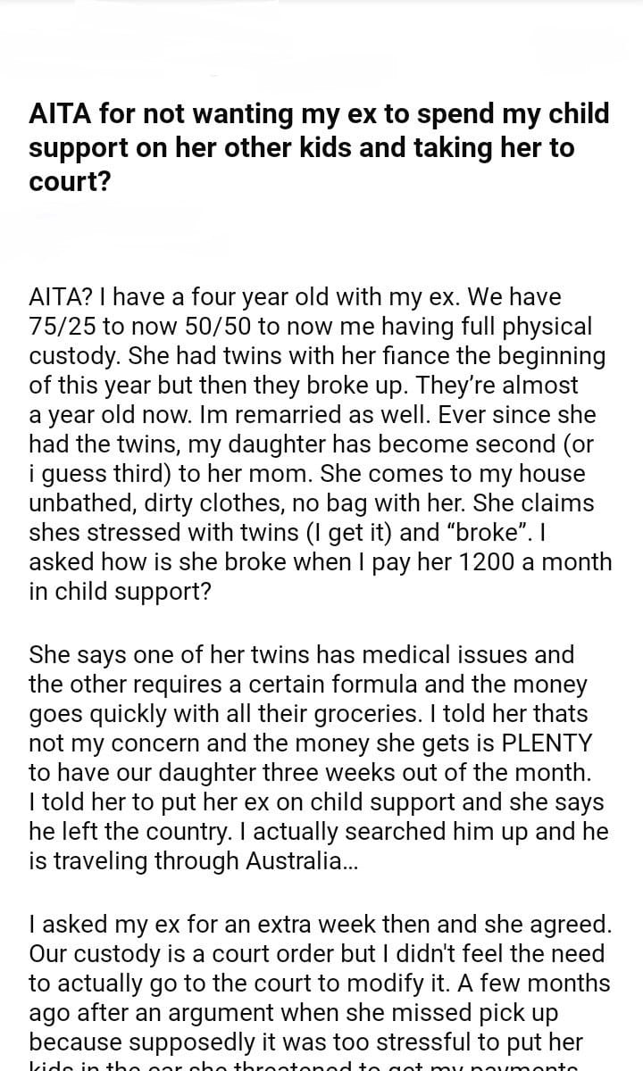 AITA for not wanting my ex to spend my child’s on her other kids ...